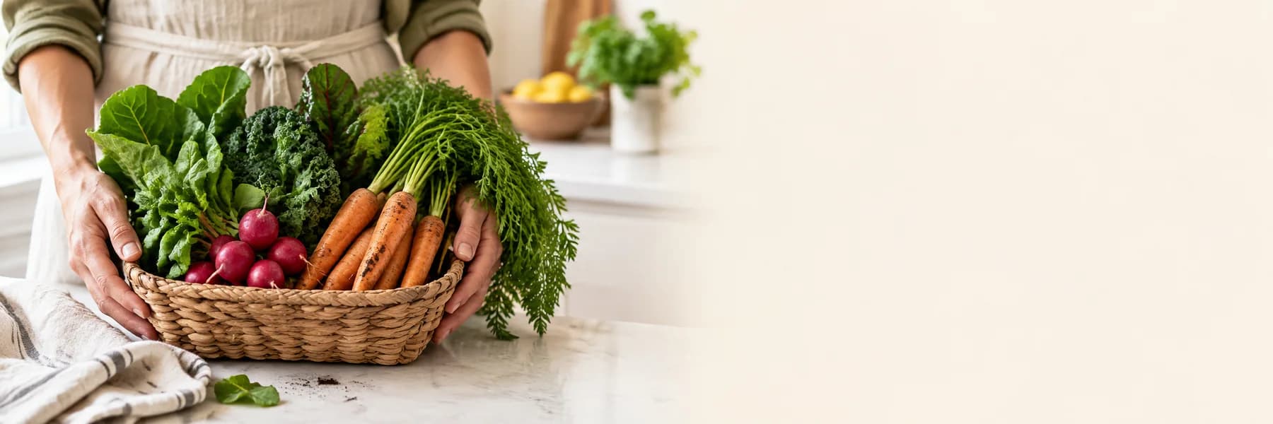 A basket filled with fresh vegetables
