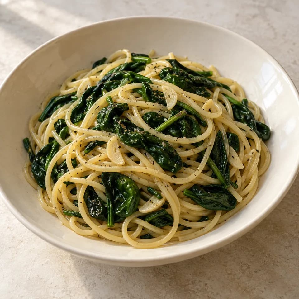 Spinach Garlic Spaghetti
